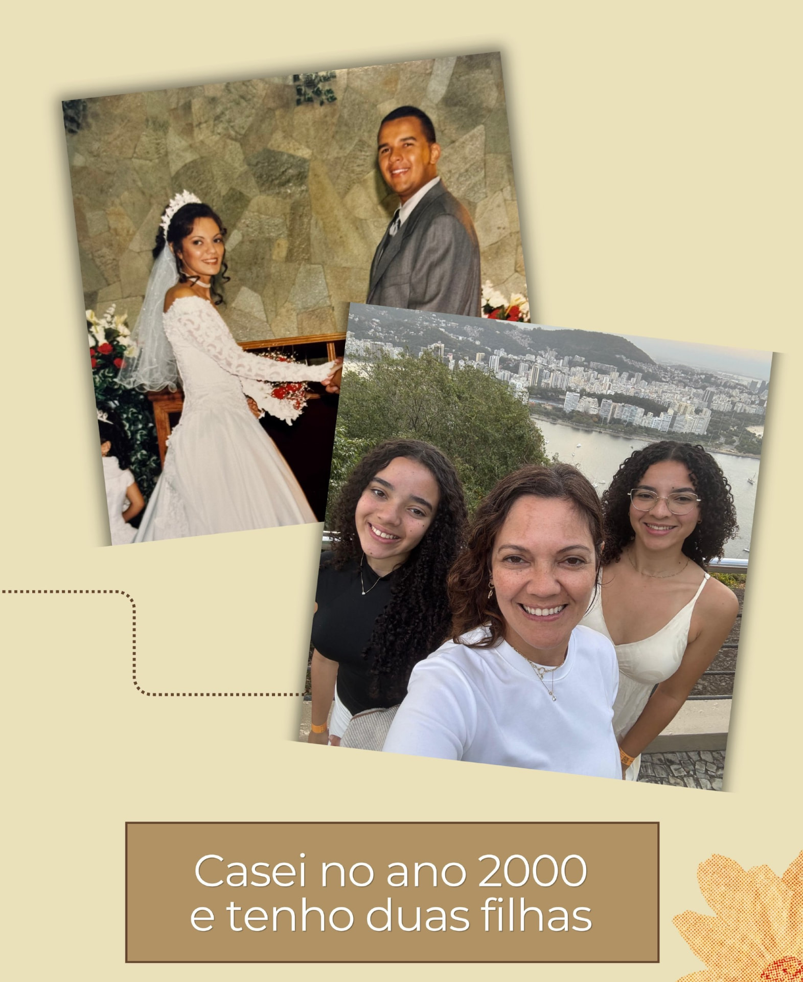 Fotografias do casamento de Márcia e de Márcia com suas duas filhas